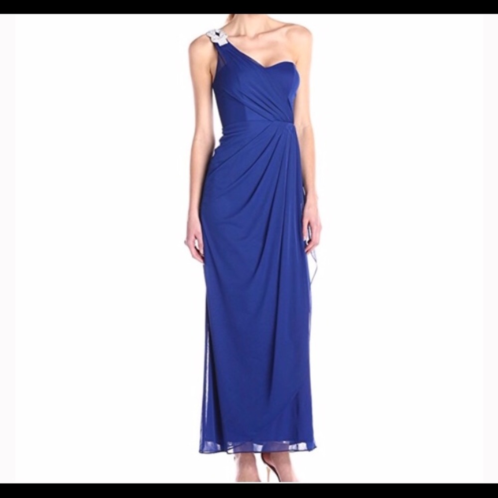 XScape One Shoulder Royal Blue Evening Gown